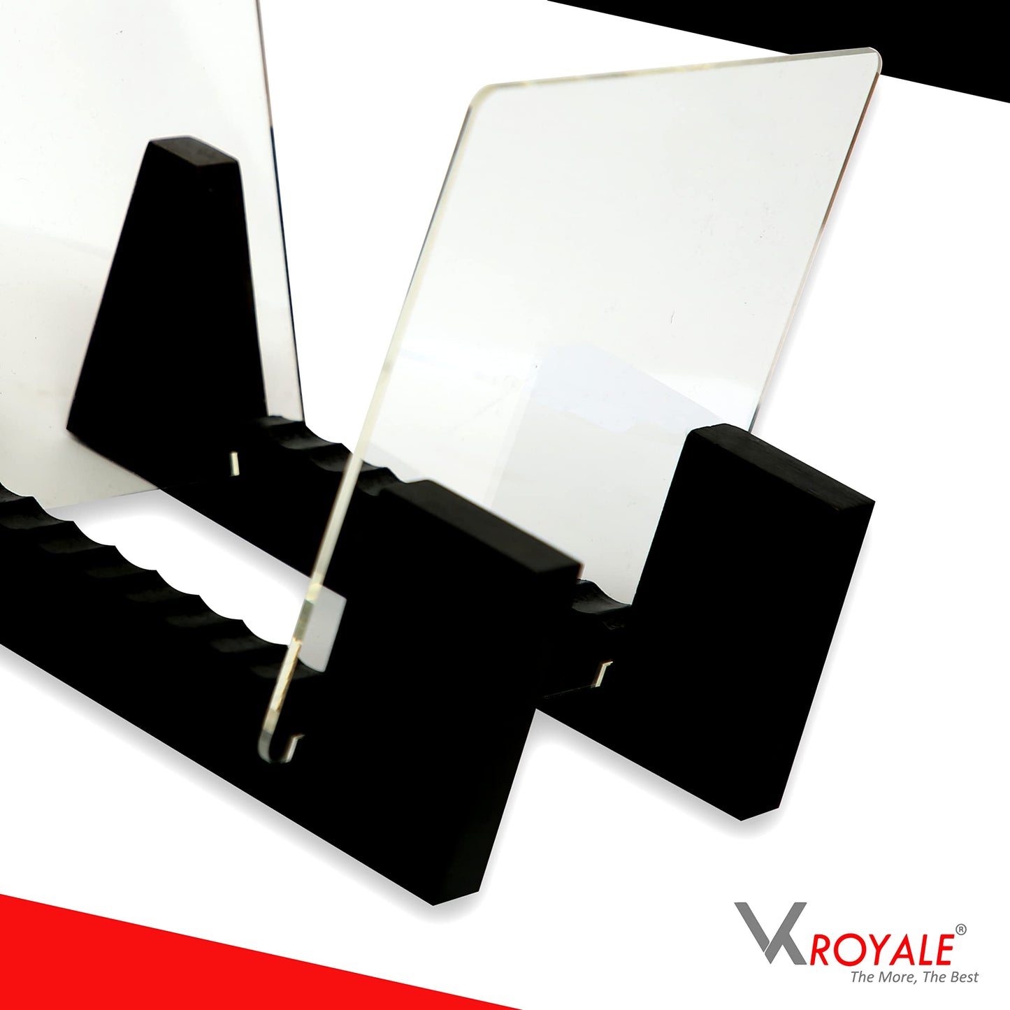 VK Royal Vinyl Records Storage Holder Display Stand 7' Holds Up to 25 LP's Wood Stand, Rubber Grip Pad and Clear Acrylic Ends Vinyl Record Storage