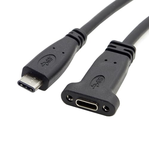 cablecc USB-C USB 3.1 Type C Male to Female Extension Data Cable with Panel Mount Screw Hole