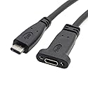 cablecc USB-C USB 3.1 Type C Male to Female Extension Data Cable with Panel Mount Screw Hole