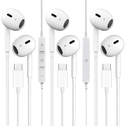USB C Headphones for iPhone 17 16 15, for iPad Pro 【3 Pack】 Type-C Earphones with Microphone Volume Control for Apple USB C Wired Earbuds, for Google…