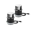 Link2Home 2 Pack Pop Up Outlet 10W Fast Induction Charger with Type-C USB, 3 Power Outlets 15A, 2 USB Ports 3.0A, Splash Resistant, Matt Black Finish