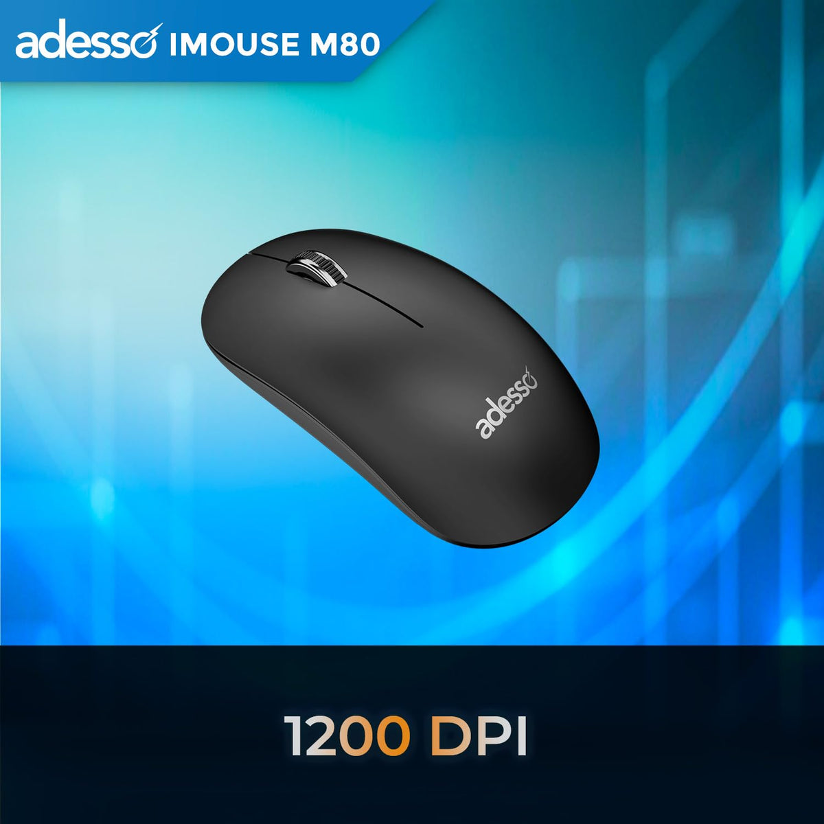 Adesso Wireless 2.4GHz Optical Desktop Mouse Ambidextrous