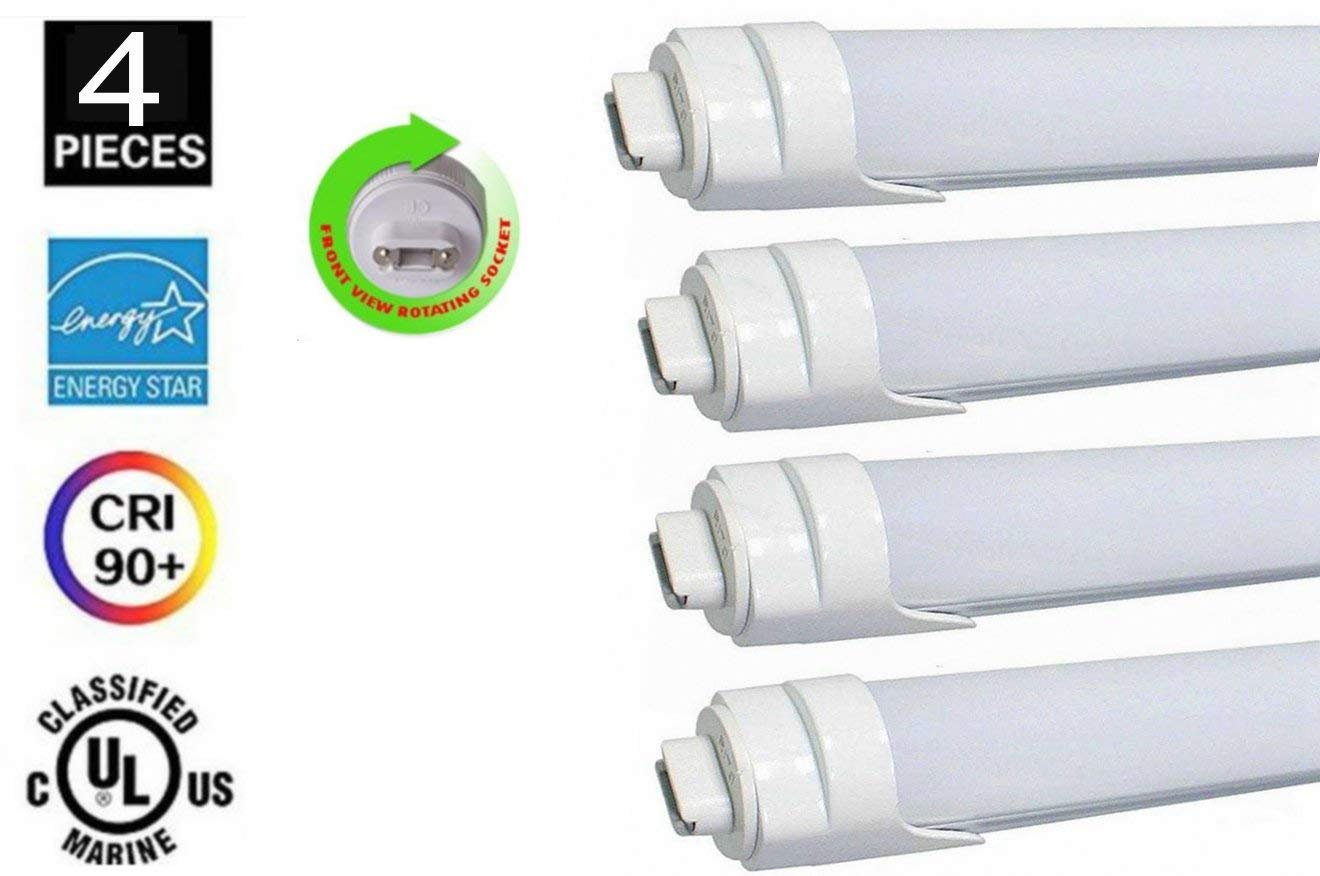CYLED T8/T10/T12 LED Light Tube, 2400mm 8ft 40W R17d,Replacement 110 Watt Fluorescent Tube, 5500K (Cool White), Double Ended Power,R17d Base, Frosted