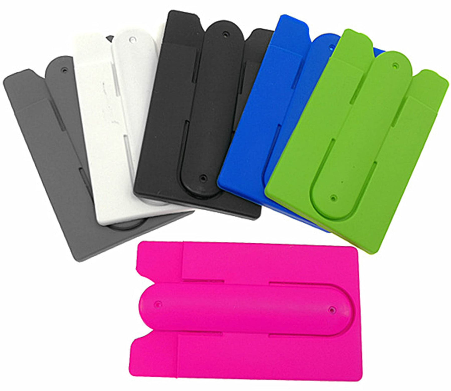 Kinteshun Card Holder with Cell Phone Stand,Stick-on Silicon Rubber Smartphone Sleeve Support Wallet(6pcs)