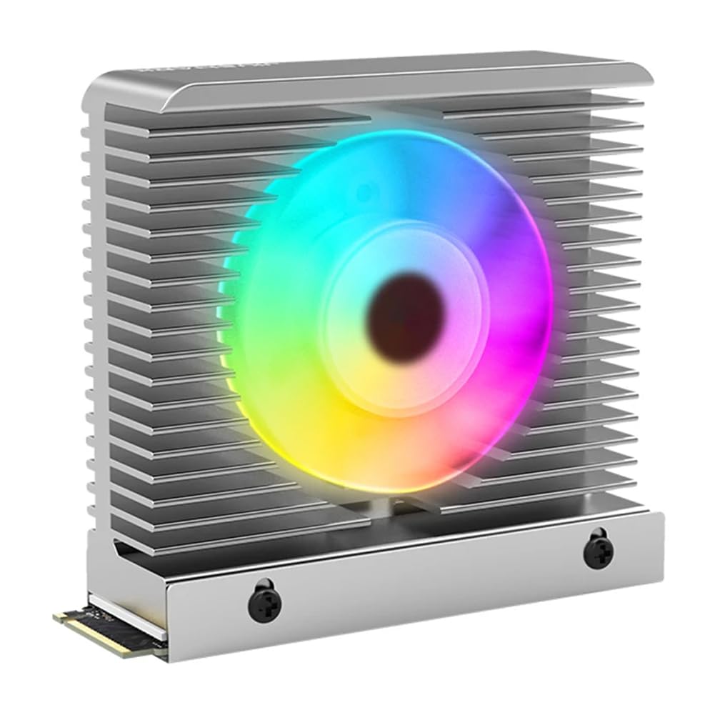 M.2 2280 NVMe SSD Heat Sink Aluminum Alloy Radiator Dissipation Thermal Pad 5V 3PIN ARGB CNC Tower Heatsink Cooler Fan Aura Sync with Cooling Fan