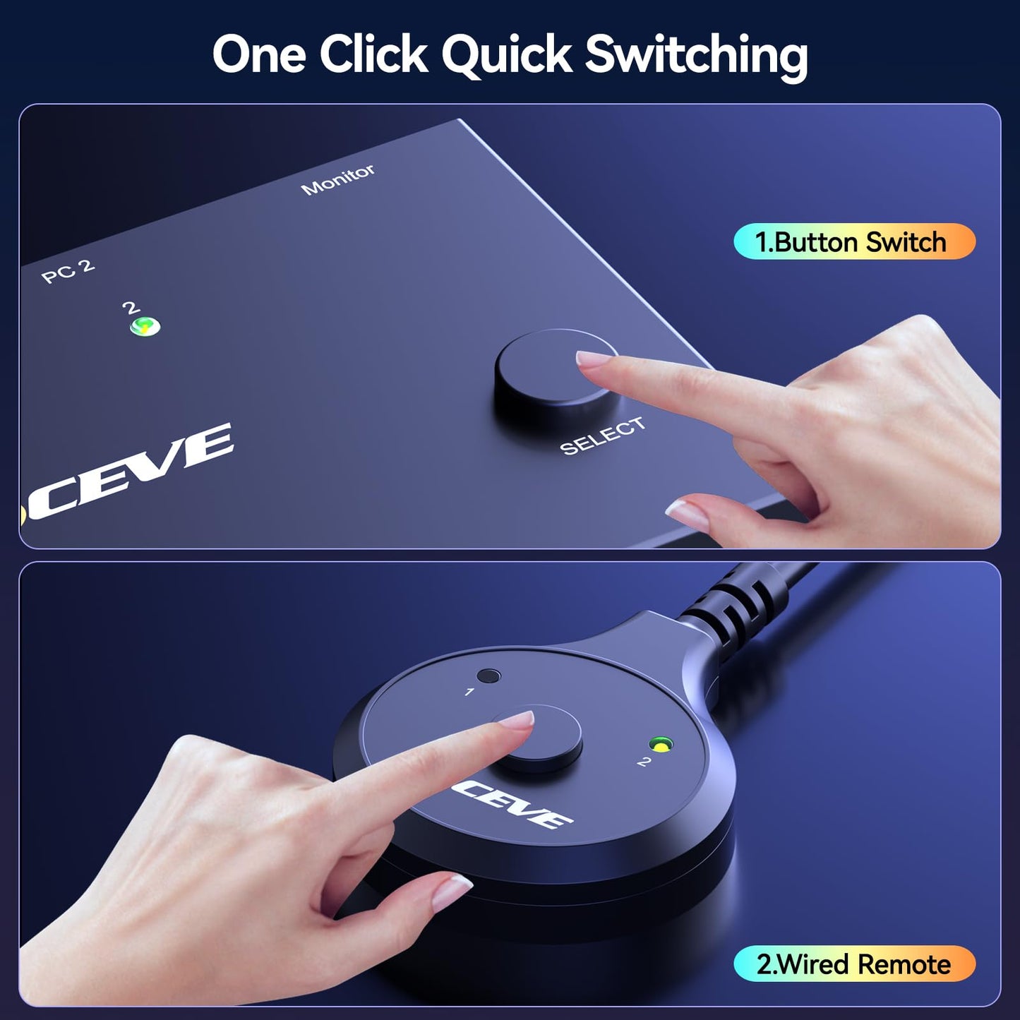 4K@144Hz KVM Switch 2 Monitors 2 Computers 8K@60Hz, MLEEDA HDMI and Displayport Dual Monitor KVM Switch with 4 USB 3.0 Port for Keyboard Mouse