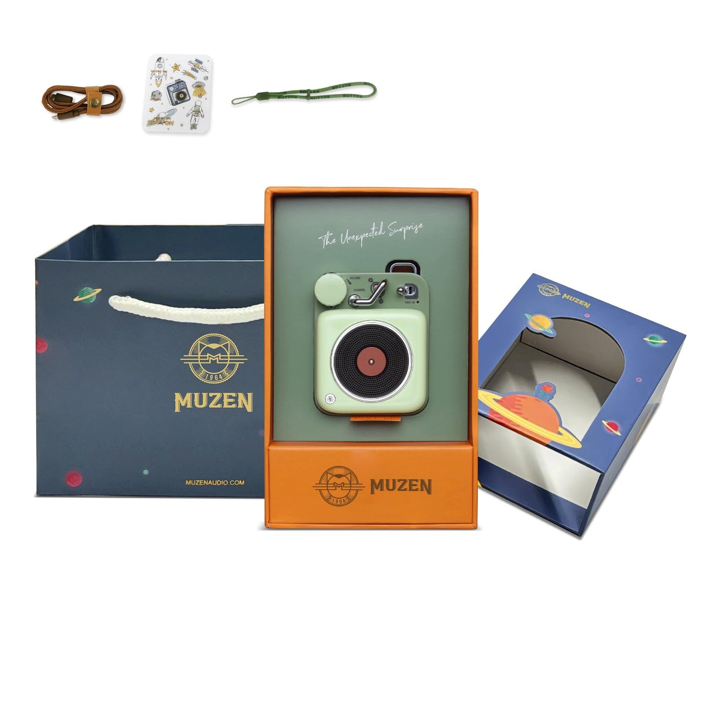 Muzen Mini Bluetooth Speaker, Button Small Cute Portable Metal Retro Wireless Speaker with Loud Volume Great Sound and Portable Lanyard & Gift Bag