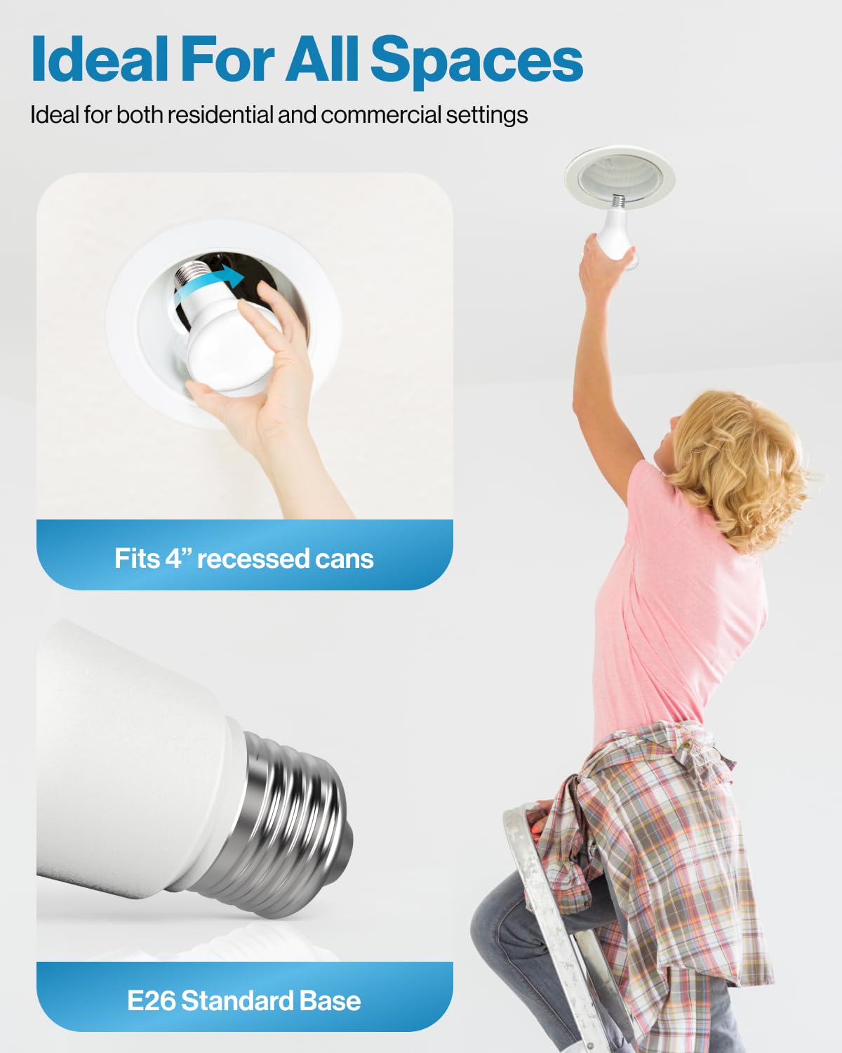 Sunco 10 Pack BR20 LED Bulb Flood Light, E26, 7W=50W, 2700K Soft White