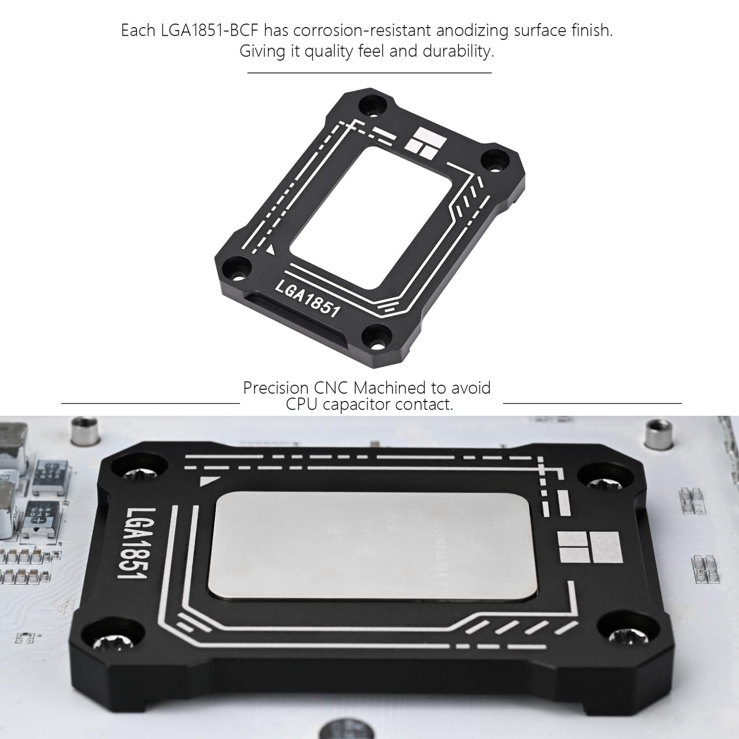 Thermalright Lga1851 BCF Black CPU Curved Pressure Plate,Specially Designed to Support Ultra 200s Series CPUs,Multiple Installations Will not Wear