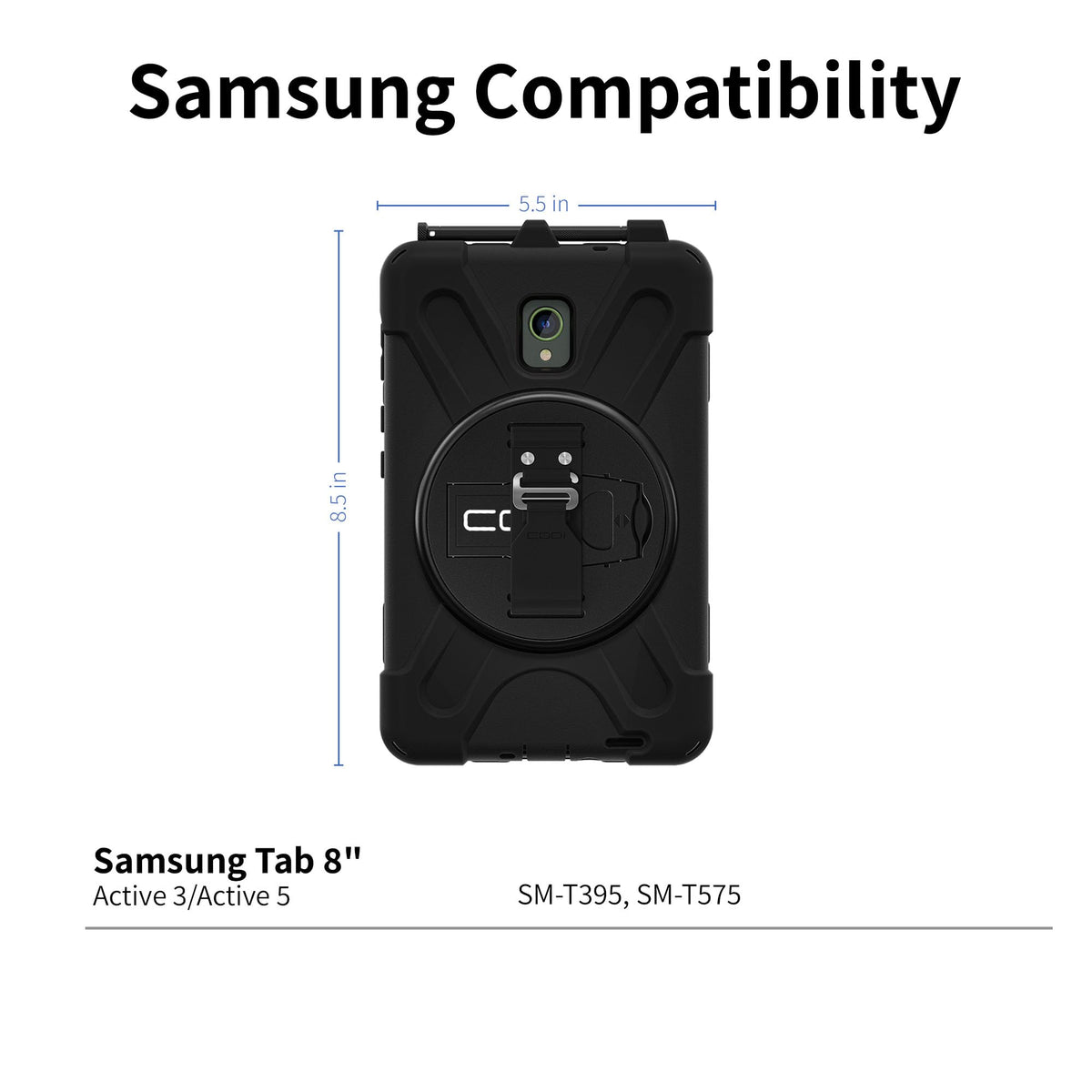 CODi Rugged Case for Samsung Galaxy Tab Active 3 and Tab Active 5, 8" (T570/SM-X306) | 360° Protection, Drop-Test & Fluid Contamination Certified