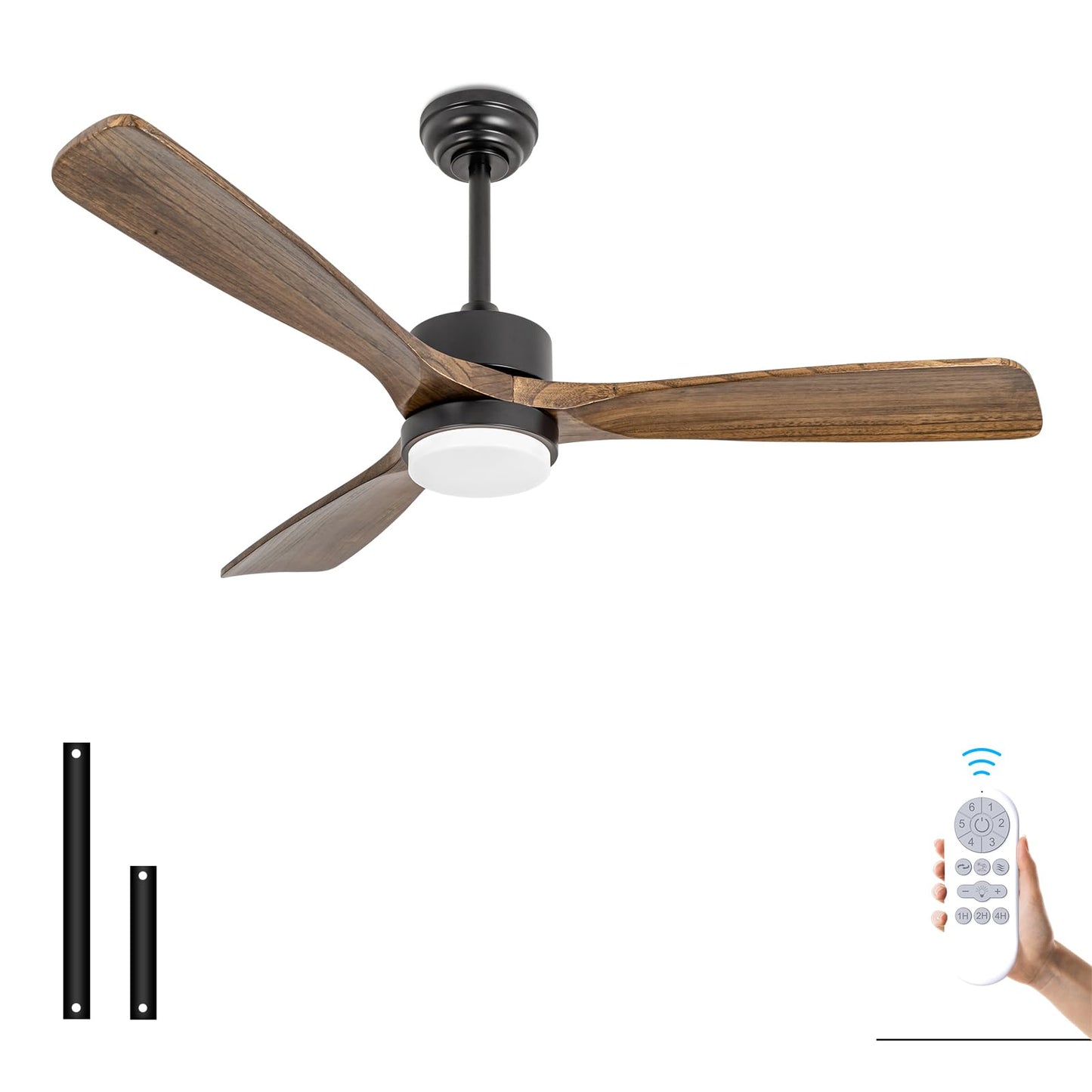 revoici 52" Solid Amber Wood Ceiling Fans with Lights and Remote Control