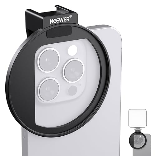 NEEWER 67mm Phone Filter Mount, Adjustable Threaded Lens Filter Clip with Cold Shoe Mount Compatible with iPhone 17 16 15 Pro Max Plus 14 13 Samsung