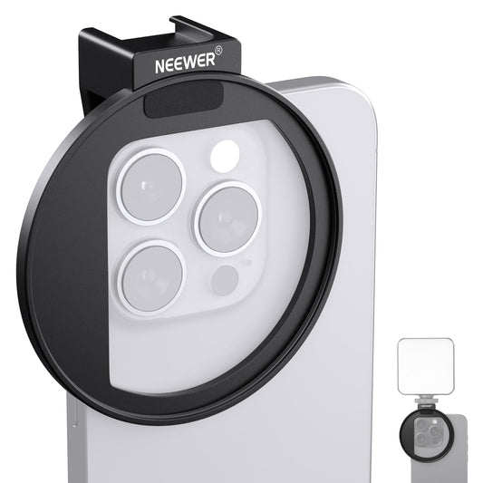 NEEWER 67mm Phone Filter Mount, Adjustable Threaded Lens Filter Clip with Cold Shoe Mount Compatible with iPhone 17 16 15 Pro Max Plus 14 13 Samsung