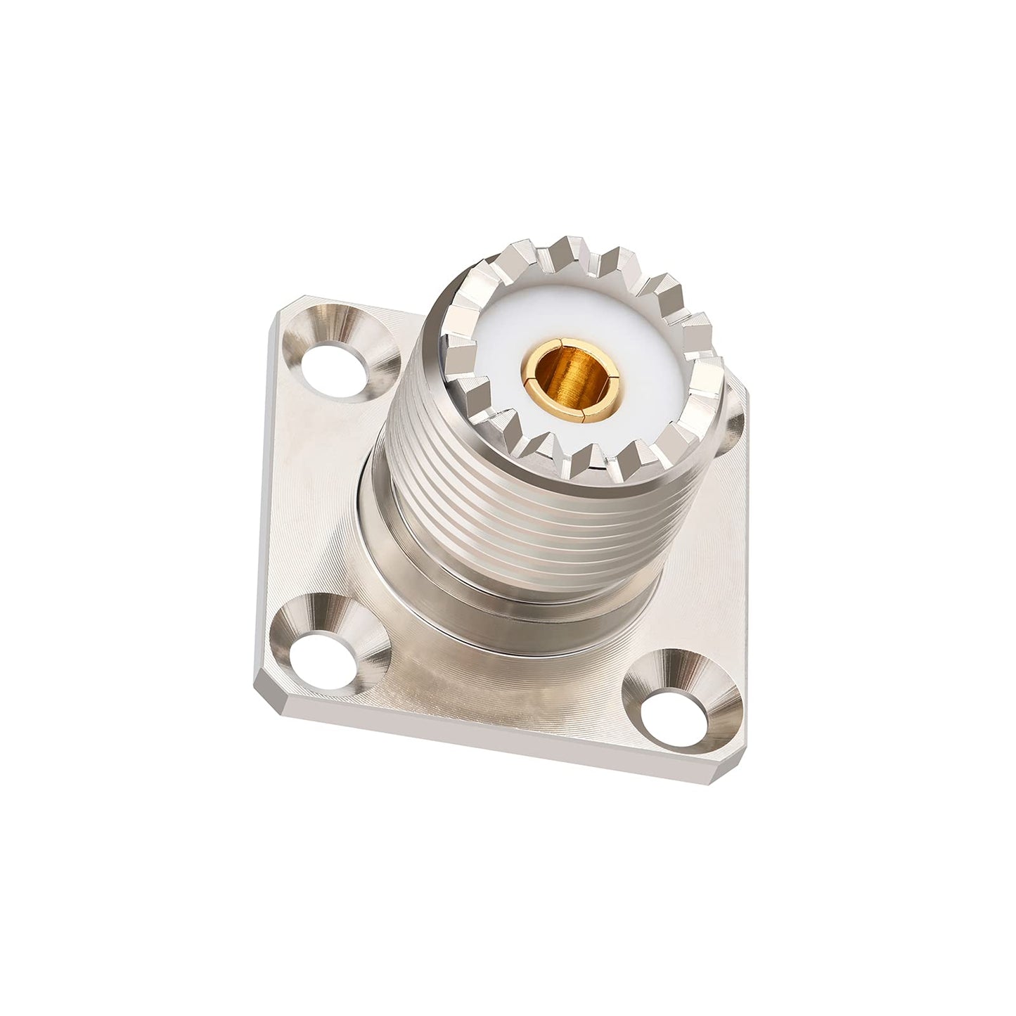 MOOKEERF SO 239 Connectors SO239 UHF Female RF Coax Connector SO239 4-Hole Flange Panel Chassis Mount Adapter Solder Cup SO-239 Bulkhead Connector