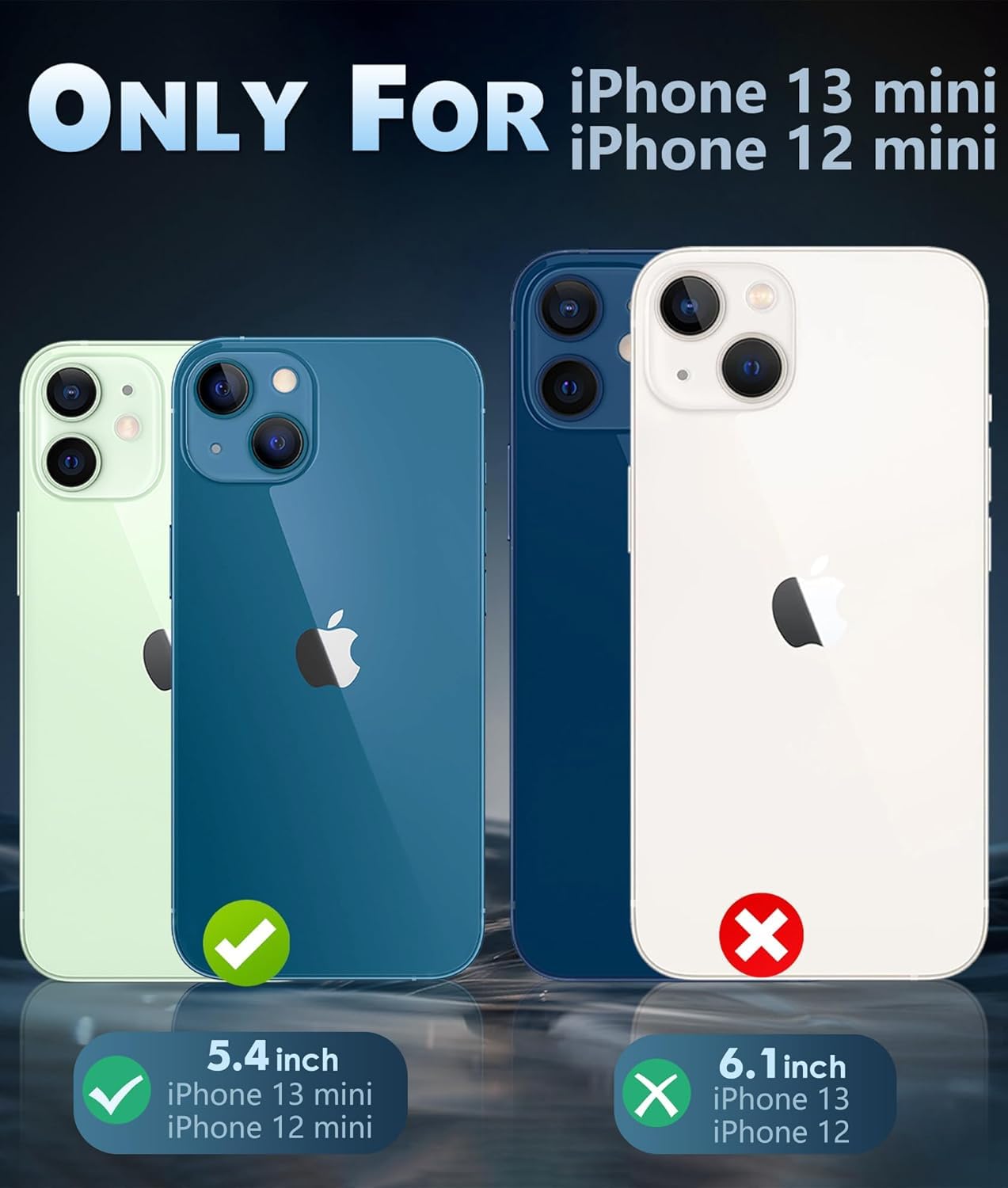 Cookiver for iPhone 13 mini/iPhone 12 mini Case 5.4 Inch with Ring Stand, with 2 Pack Glass Screen Protector + 1 Pack Camera Lens Protector,Heavy-Duty