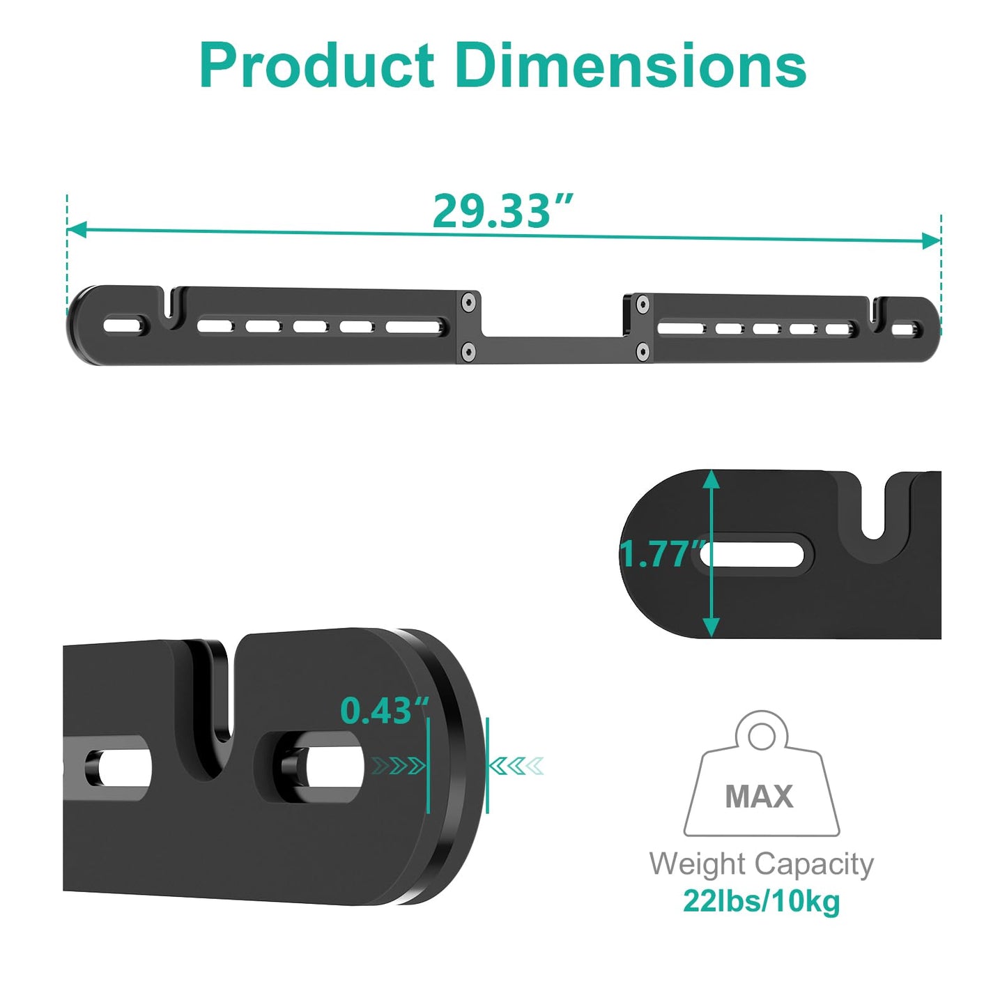 WALI Soundbar Mount for Sonos Arc and Sonos Arc Ultra - Sound bar Wall Mount Bracket, Hidden Design, Mount on Wall Under TV Installation, Black