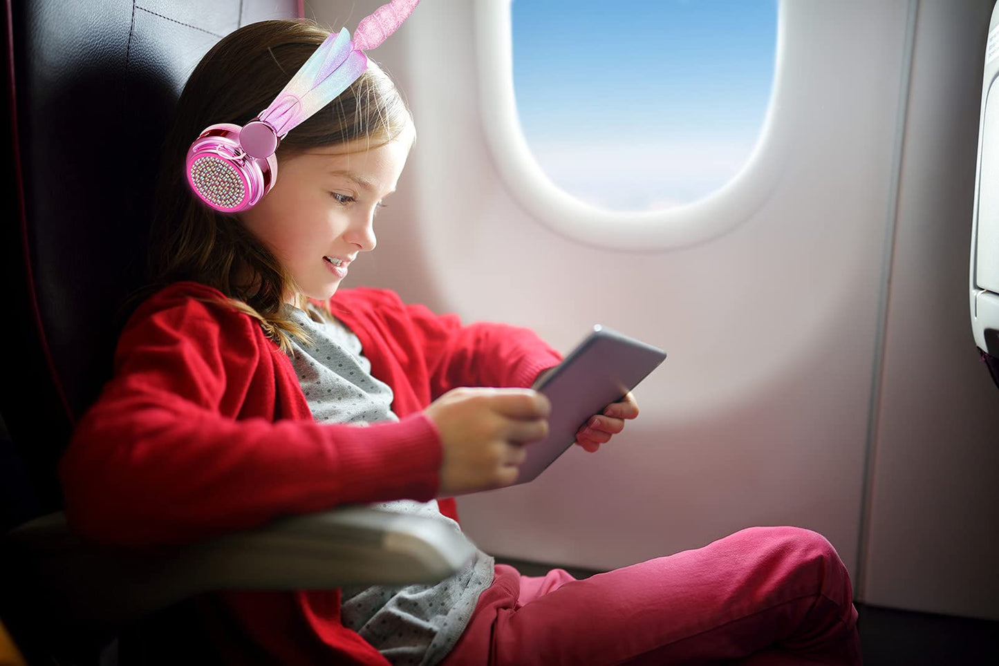 KORABA Kids Headphones Bluetooth Wireless, Unicorn LED Lights up Girls Headsets with Microphone, 10 Hours 5.0 Bluetooth Headphones for Girls, Kids…