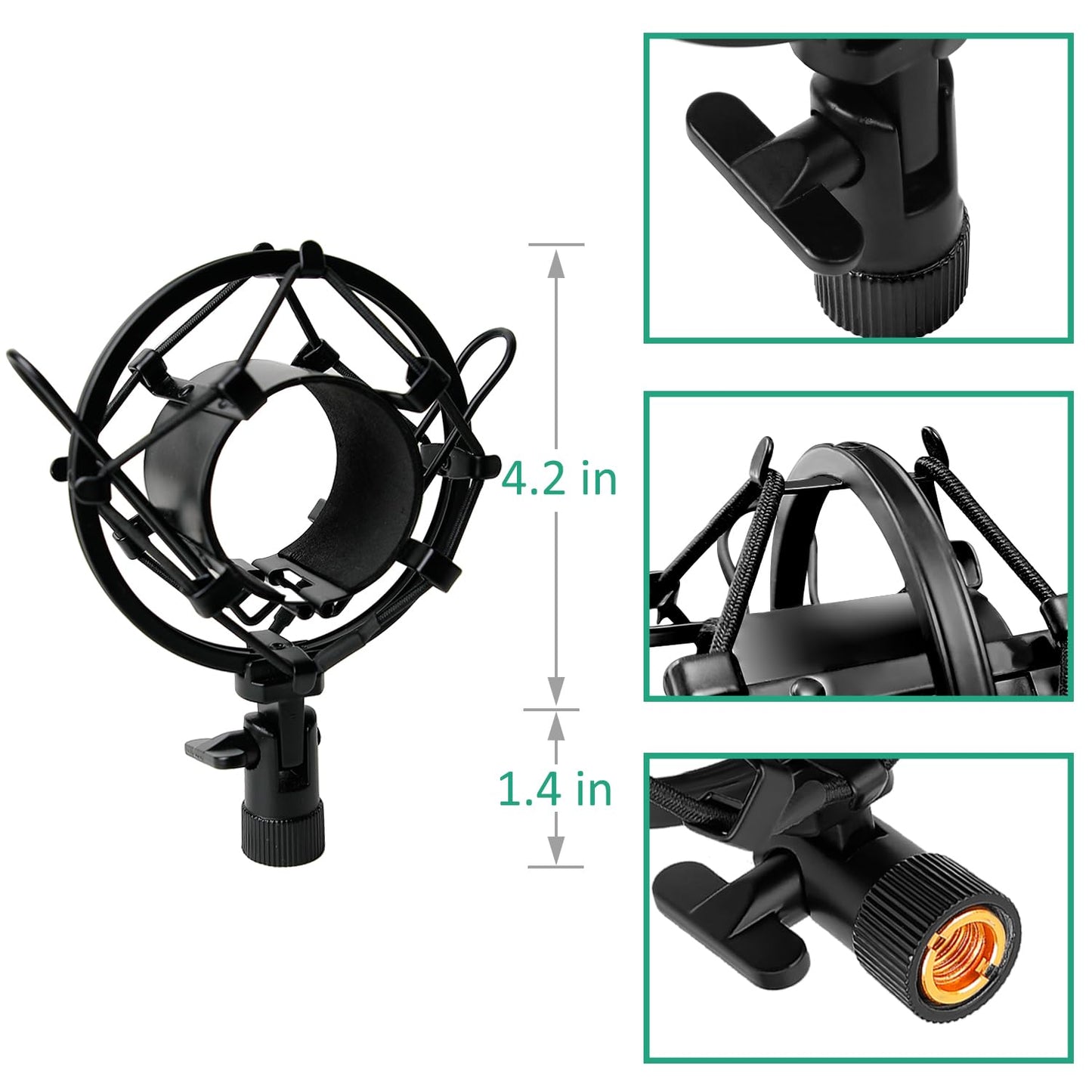 AT2020 Mic Stand, Adjustable Height Desk Mic Stand with Shock Mount, Foam Windscreen, Metal Weighted Base, 1/4 to 3/8 Metal Adapter, for AT2020