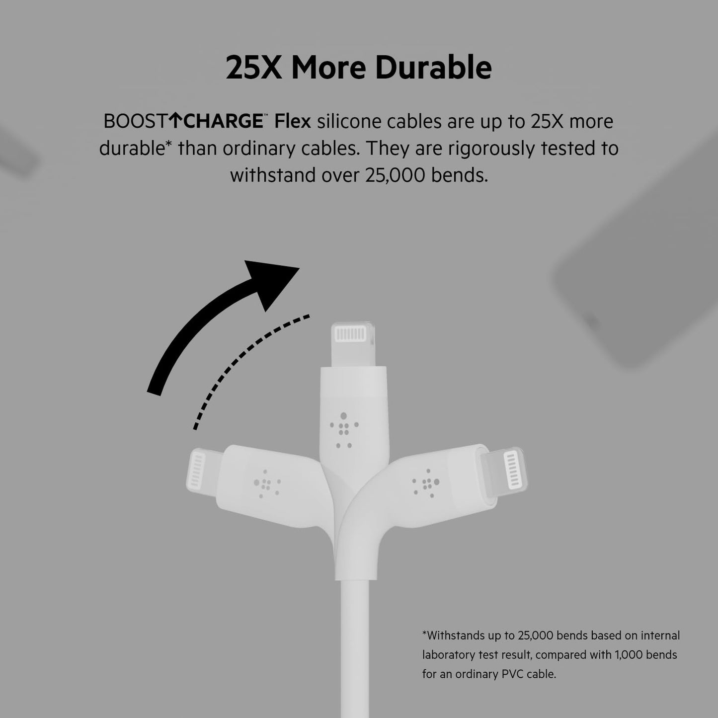 Belkin BoostCharge Flex Silicone USB-C to Lightning Cable (1M/3.3FT), MFi-Certified Charging Cable for iPhone Series with Cable Clip - White