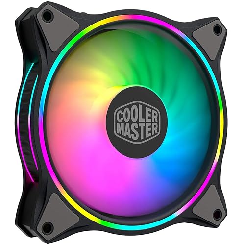 Cooler Master MasterFan MF120 Halo Fan, Duo-Ring ARGB Customizable Lighting, 120mm PWM Static Pressure, ARGB Header Extender For PC Case, Liquid