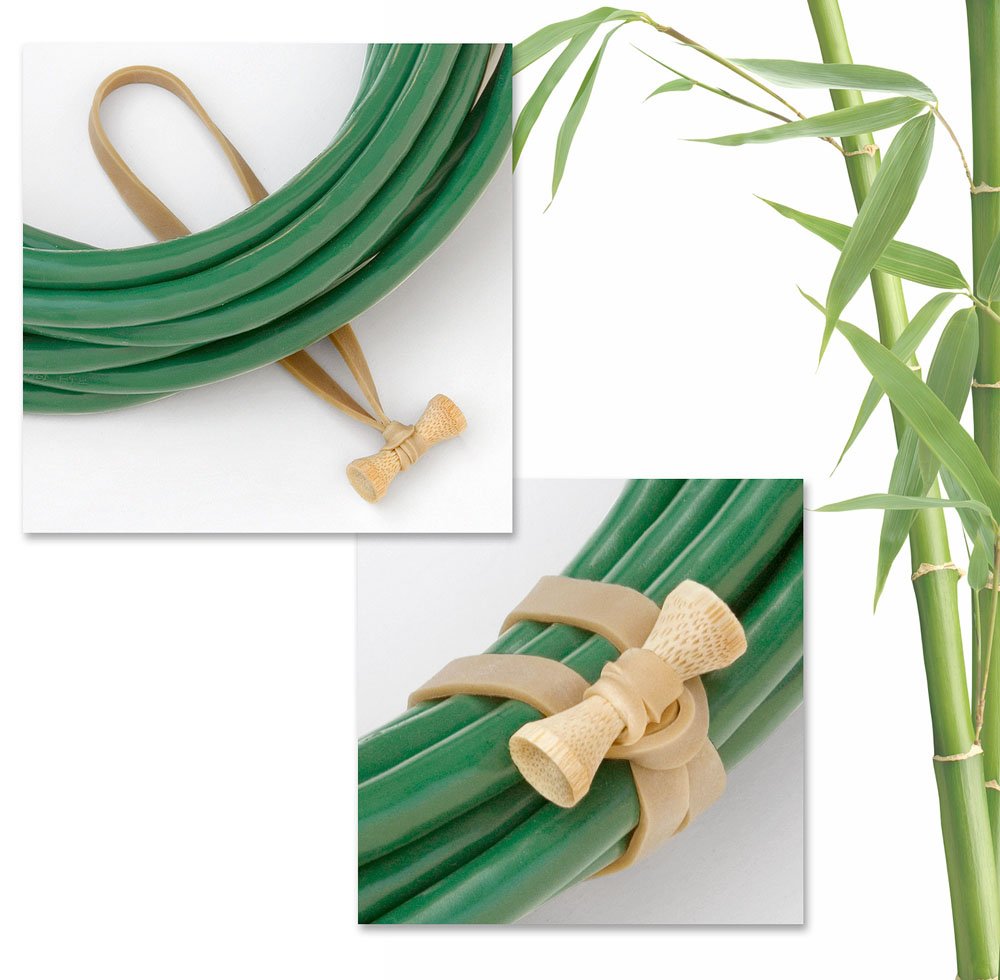 BongoTies® Natural Color Bongo Ties B5-02 - 10 Pack ~ Professional cable ties made of natural rubber and bamboo ~ HANDY TIES FOR CABLES AND OTHER