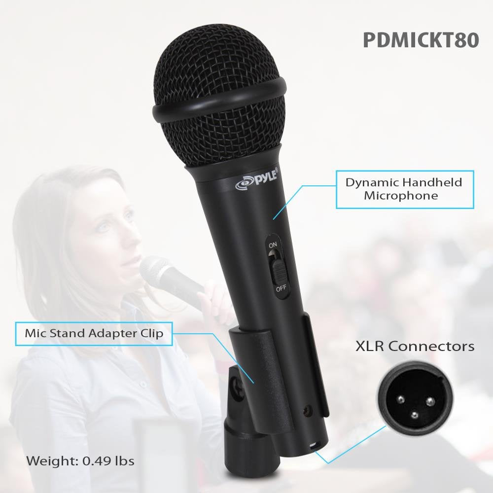 Pyle 3-Piece Professional Dynamic Microphone Kit - Cardioid Unidirectional Vocal Handheld Microphone with Hard Carry Case & Mic Holder/Clip - Pyle