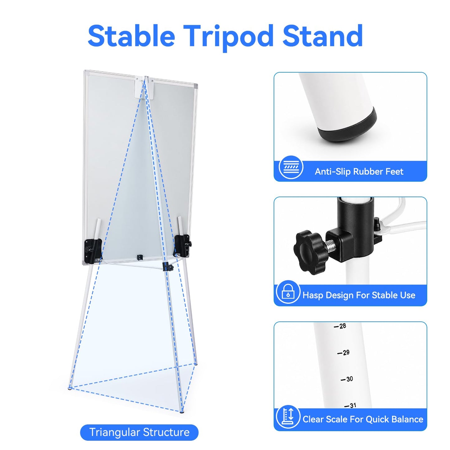 Maxtek Easel Whiteboard 36 x 24 in, Stand Tripod with Height Adjustable
