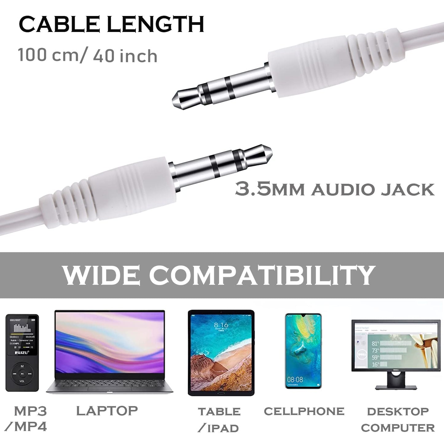 CN-Outlet Wholesale Bulk Earbuds Headphones Individually Bagged 100 Pack for iPhone, Android, MP3 Player White