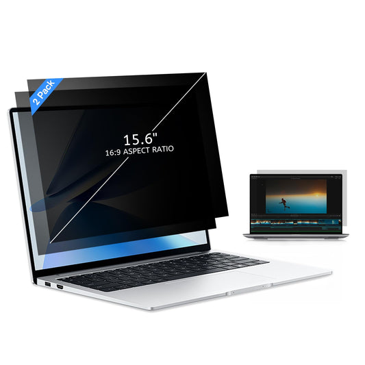 MOBDIK 15.6 Inch Laptop Privacy Screen Filter for 16:9 Aspect Ratio, Anti-Glare, Anti-Spy, UV Blocking - 2 Pack
