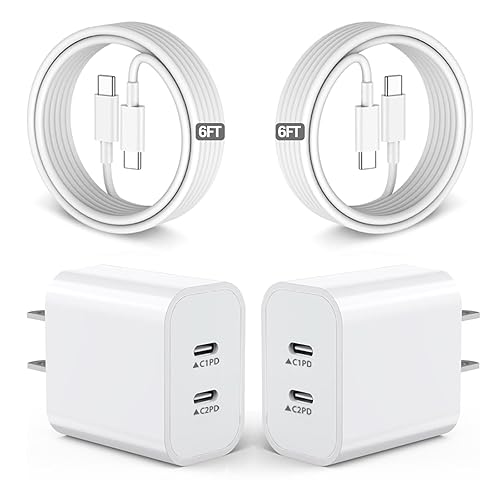 iPhone Charger Fast Charging,2Pack Dual Port USB C Fast Wall Chargers Block with 6FT USB C Cable for Apple iPhone 17e/17 Pro Max/17Pro/Air/iPhone
