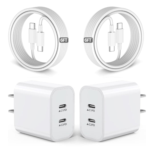 iPhone Charger Fast Charging,2Pack Dual Port USB C Fast Wall Chargers Block with 6FT USB C Cable for Apple iPhone 17e/17 Pro Max/17Pro/Air/iPhone