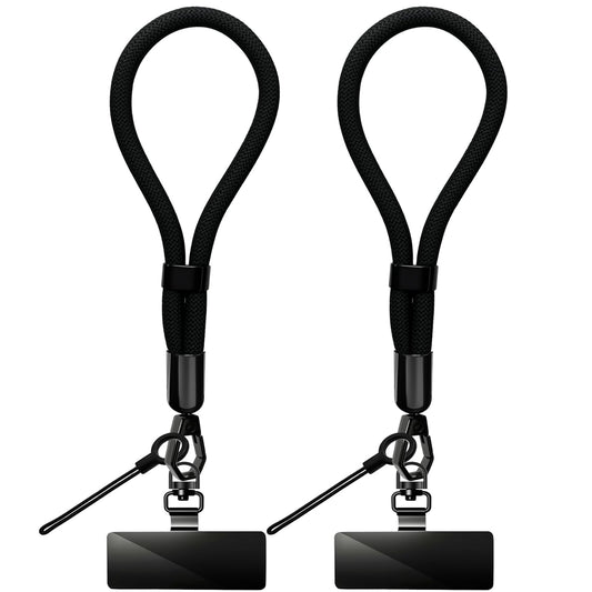 Yudaky Phone Lanyard, 2 Pack Adjustable Cell Phone Lanyard Hand Phone Wrist Strap with Tether Tabs for Smartphones (Black)