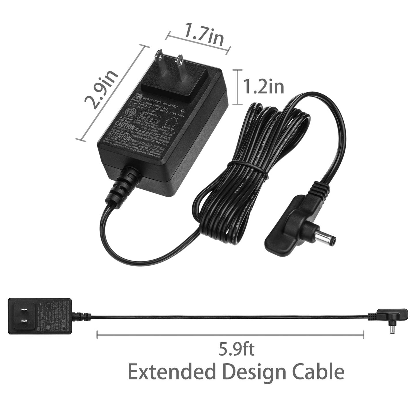 12V 3A Charger AC Adapter for Shark FlexBreeze 2-in-1 Fan FA200 FA202 FA222 FA225 FA302 UH205 GQ36-120300-AUO