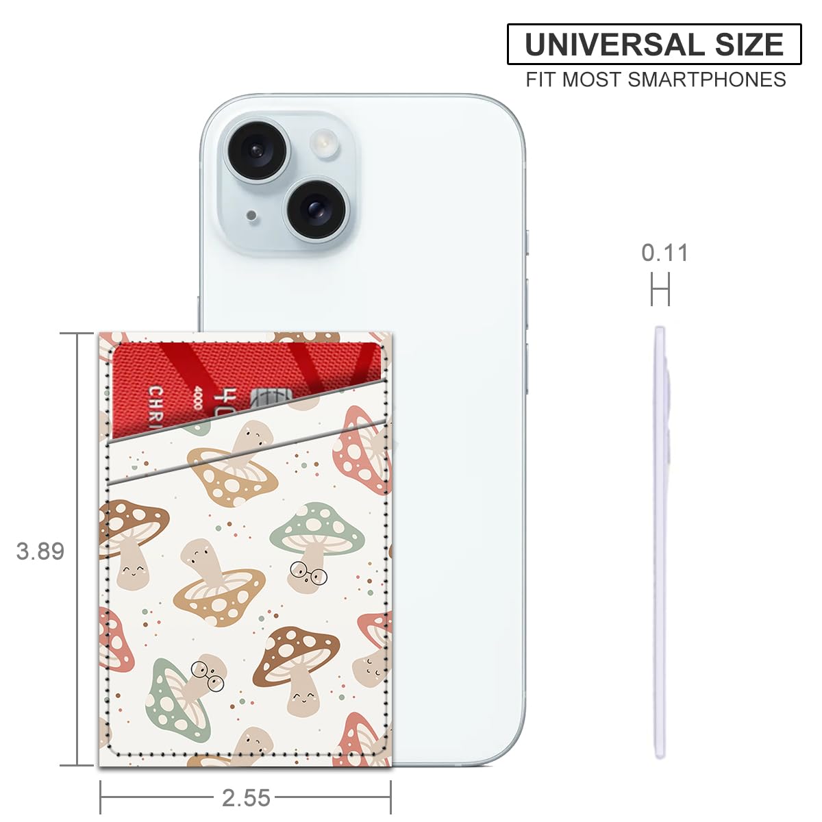 Aeltrp Phone Card Holder, Dual Pocket Leather Phone Wallet Adhesive Stick On, Cute Card Holder, Credit Card Holder for Phone Case Compatible with Most