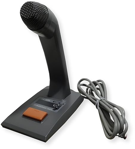 TOA Electronics PM-660U Desktop Paging Microphone, Unidirectional Dynamic Element, Push-to-Talk Switch with Locking Lever, 600 Ohm Balanced Output