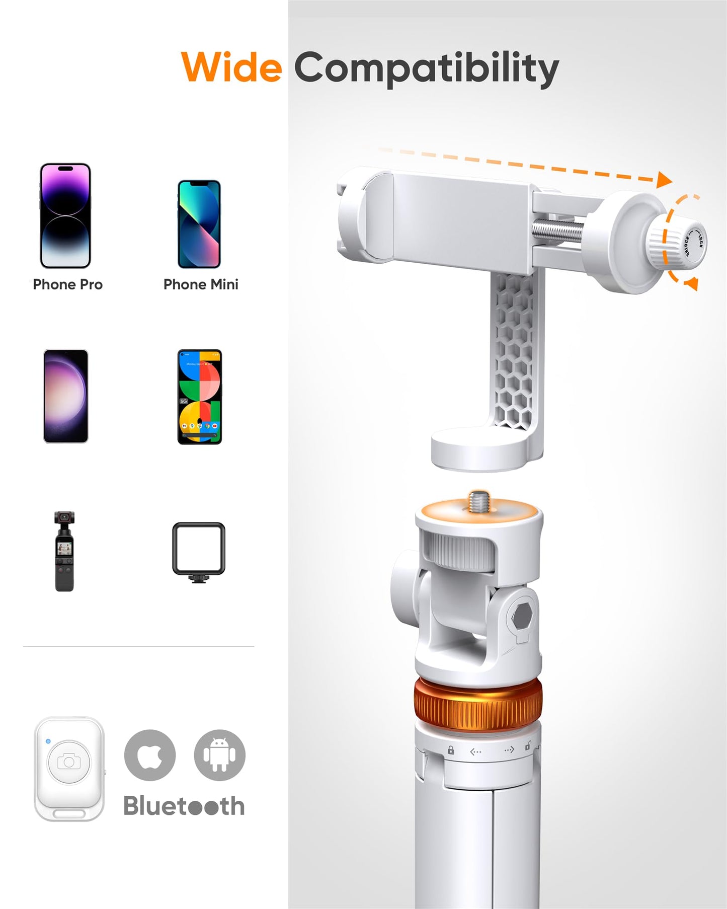 EUCOS 62" Tripod for iPhone, Sturdy Selfie Stick Tripod with Remote & Lightweight Phone Stand, Solidest Portable Cell Phone Tripod, Compatible iPhone