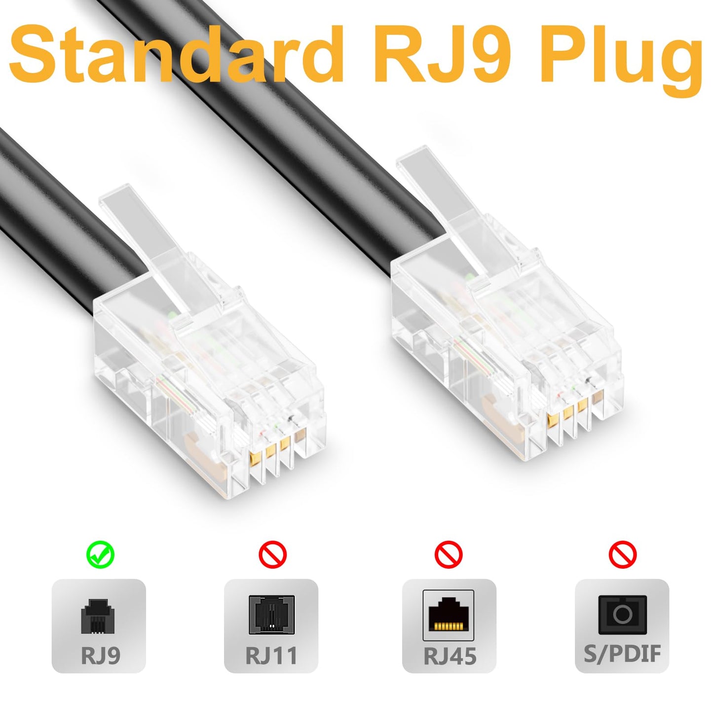 Uvital Telephone Phone Handset Cable Cord, Coiled Length 1.2 to 8.5 Feet Uncoiled Landline Phone Handset Cable Cord RJ9/RJ10/RJ22 4P4C(Black,4 PCS)