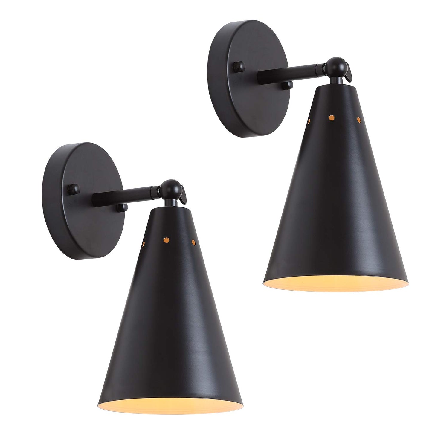 Black Industrial Wall Sconces Set of Two,Rustic Metal Lighting,Farmhouse Wall Sconce Fixture Bronze Finish Vintage Edison Arm Swing Wall Lights