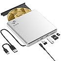 External CD DVD Drive LightScribe CD/DVD +/-RW Burner Player Writer Optical Disk Reader Portable CD DVD Drive for Laptop Mac MacBook PC Windows 11 10