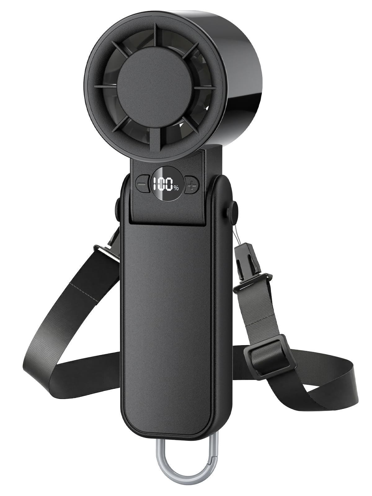 Portable Handheld Fan, 145° Foldable Turbo Fan with LED Display, 5000mAh Battery Personal Fan, 0-200 Precise Speed with 5 Presets, Wearable Neck Fan