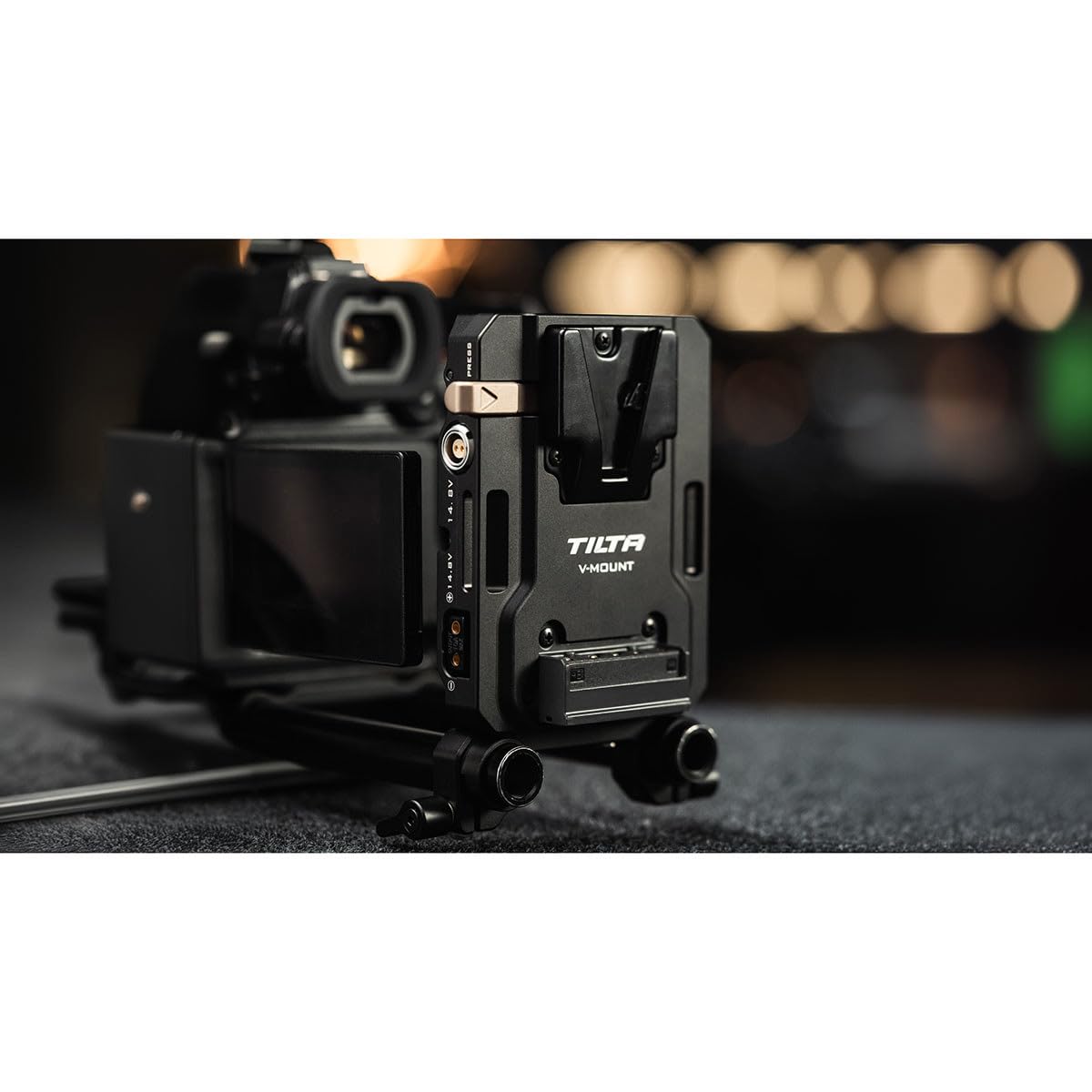 Tilta Mini PD V Mount Battery Plate - Black | Include P-Tap, USB-C and 2-Pin Lemo Connections | Security Straps | Compatible with Dual 15mm LWS Rods |