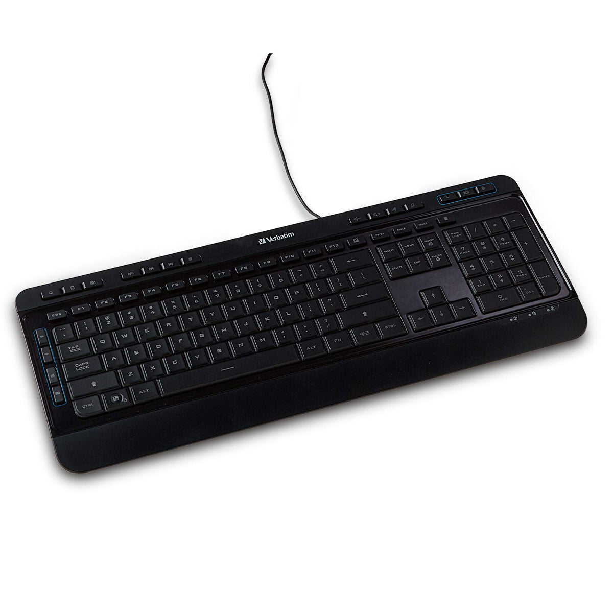 Verbatim Illuminated Wired Keyboard, USB, Full-Size, Backlit Keys, Black