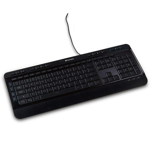 Verbatim Illuminated Wired Keyboard, USB, Full-Size, Backlit Keys, Black
