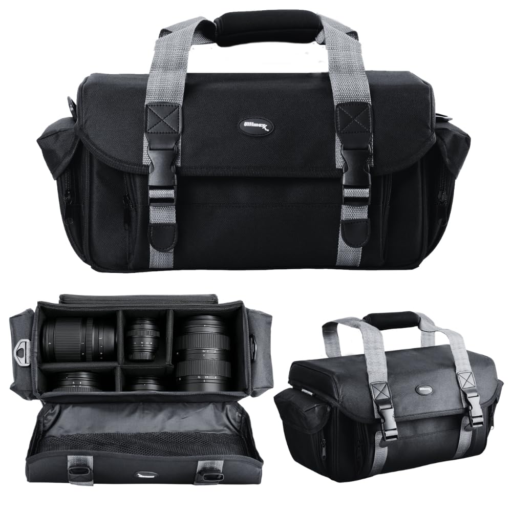 Ultimaxx Large Water-Resistant Camera Bag with Dual Buckles & Pockets - Fits Sony, Nikon, Canon, Olympus, Pentax, Panasonic, Samsung & More SLR