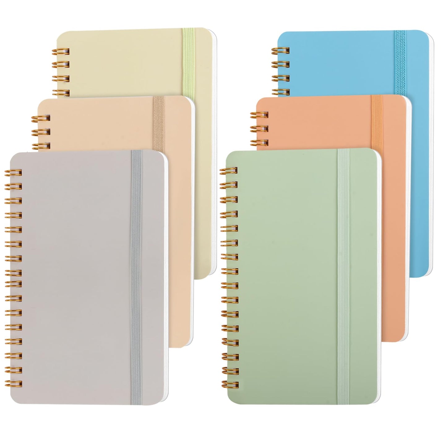Azureal 6 PCS Small Spiral Notebook 4x6, Notebooks for Note Taking, Scheme Spiral Journal Notebook, Work Notebook Small Notebooks with Strap, Cute