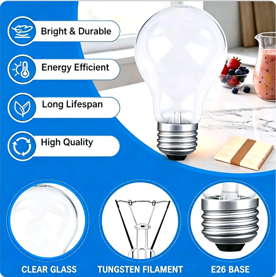 JUNFMLY 75 Watt Incandescent Light Bulbs, A19 Frosted Incandescent Rough Service Light Bulb, E26 Medium Base 110-130V,2700K Soft Warm White, (6 Pack)