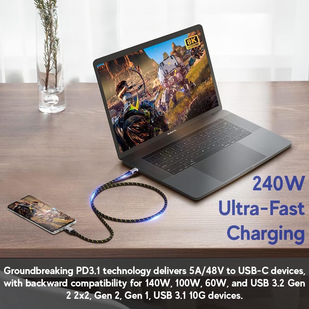 LINKUP USB 4.0 USB C to USB C Cable | Thunderbolt 4/3 Compatible | Type C Charger for MacBook and iPhone | 240W Fast Charging | 40Gbps Data Transfer |