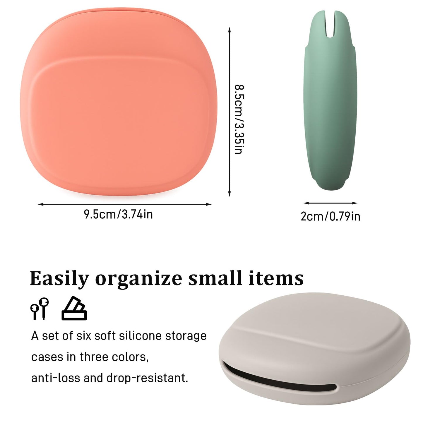 6-Pack Silicone Headphone & Cable Organizer Case - Mini Portable Storage Box for Earphones, Keys & Data Cables (Red, Grey, Green)