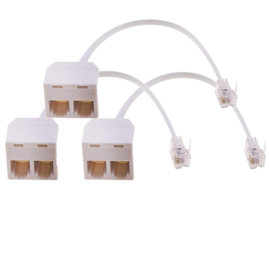 Telephone Splitters,RJ11 6P4C Duplex Wall Jack Adapter Dual Phone Line Splitter Wall Jack Plug 1 to 2 Modular Converter Adapter for Office Home ADSL