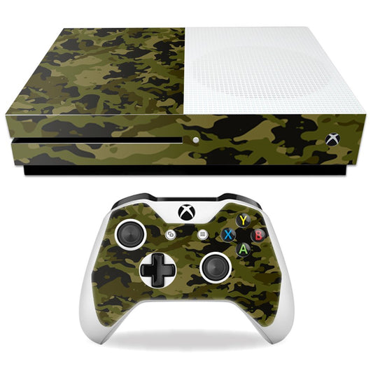 MightySkins Skin Compatible with Microsoft Xbox One S - Green Camouflage | Protective, Durable, and Unique Vinyl Decal wrap Cover | Easy to Apply